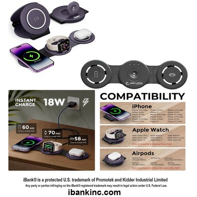 iBank ® 3-in-1 MagSafe-Compatible Charging Station works with Multiple Devices, Wireless Charger