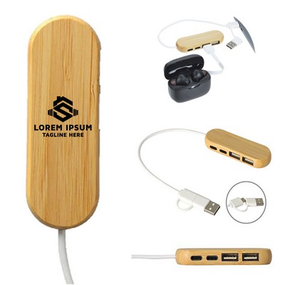 Bamboo Dual Adapter Hub USB & Type C - One-Color Personalization Available