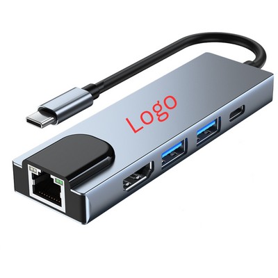 5-in-1 Aluminum USB-C Hub with Ethernet & 100W PD