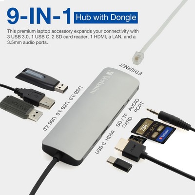 Verbatim 9-In-1 Usb C Hub Adapter With 4K Hdmi