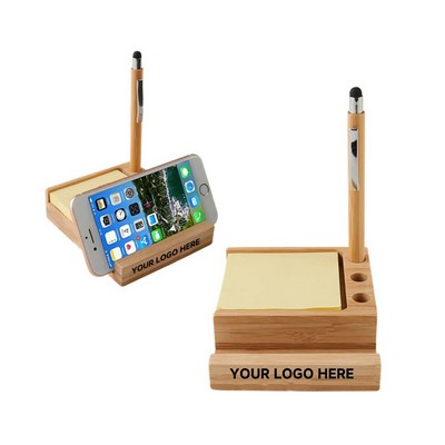 Bamboo Desk Organizer with Phone Stand
