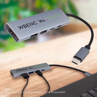 USB-C Hub 5-in-1 Multiport Adapter 100W PD and HDMI