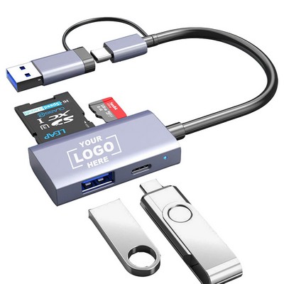 Aluminum 4-1 USB 3.0 SD/TF OTG Card Reader