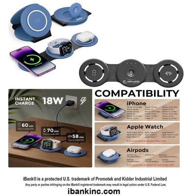 iBank ® 3-in-1 MagSafe-Compatible Charging Station works with Multiple Devices, Wireless Charger