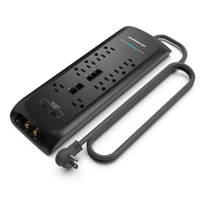Monster Power Strip w/Usb-A And Usb-C Ports - Black